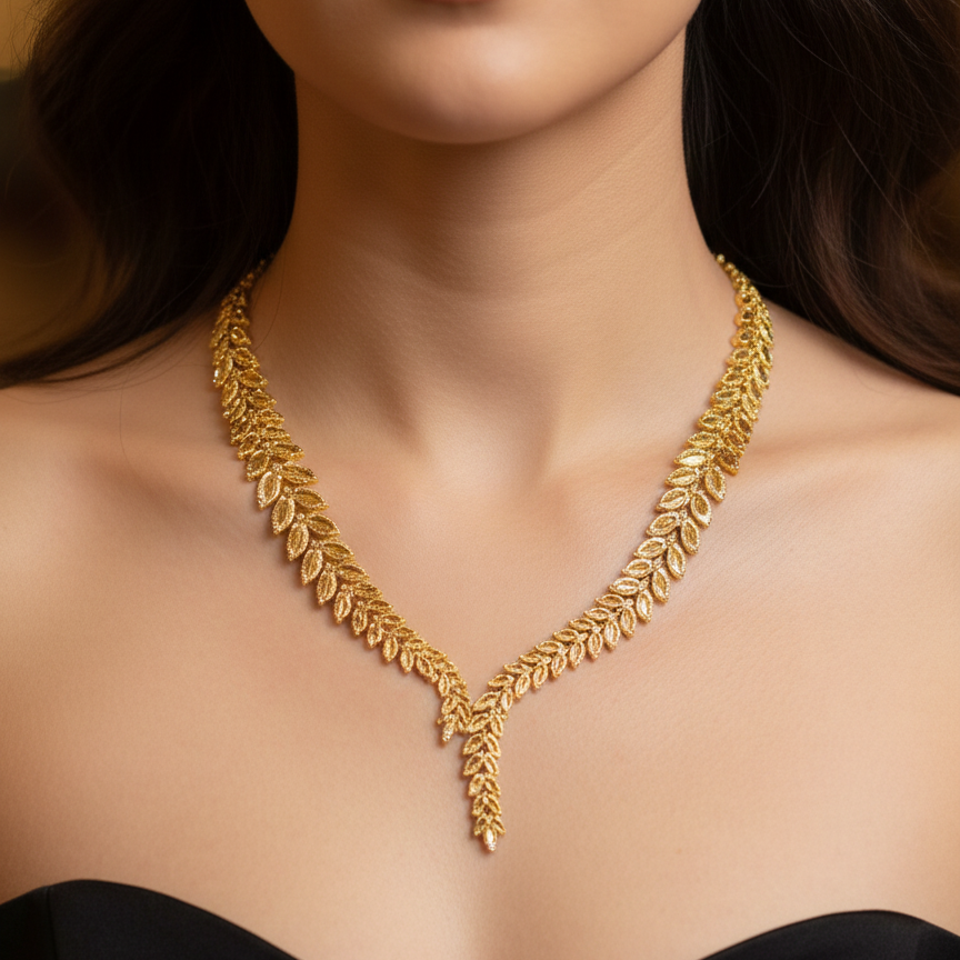 Nokta işlemeli pimli başak model kolye 14 ayar