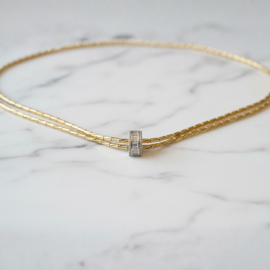 Baget Taşlı Oval Kesim 14 Ayar Kolye